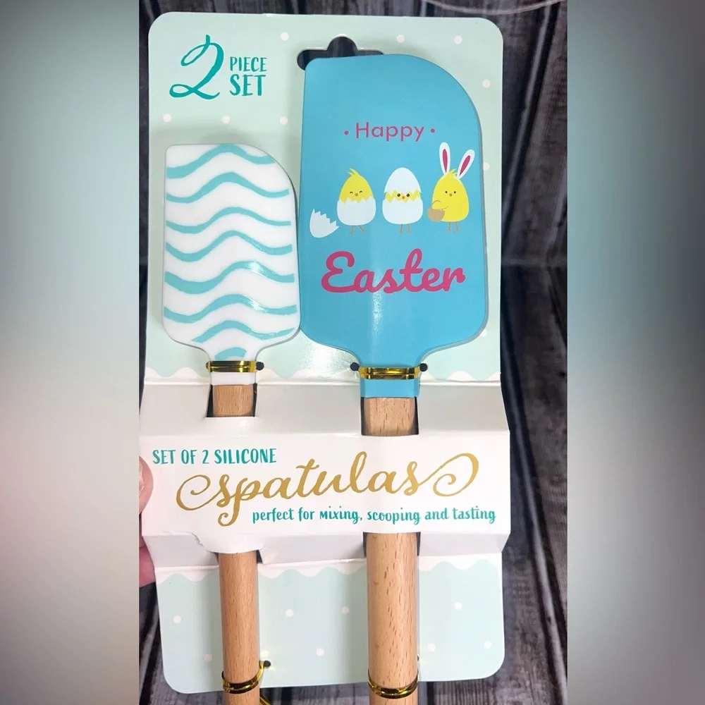 2 Sets Easter Silicone Spatula Set (2-Piece) Easter Eggs and Chick Designs – New